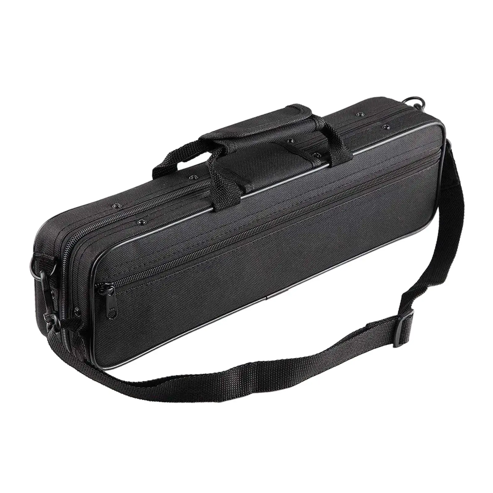 Flute Carrying Case Portable Canvas Gig Bag with Shockproof Velvet Lining and Adjustable Strap for Safe Storage