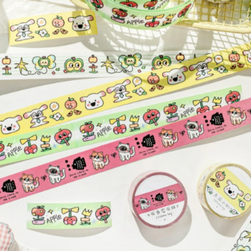 36pcs-lot-20mm-2m-kawaii-apple-cat-dog-tape-creative-scrapbooking-diary-adhesive-masking-tape-stationery-gift