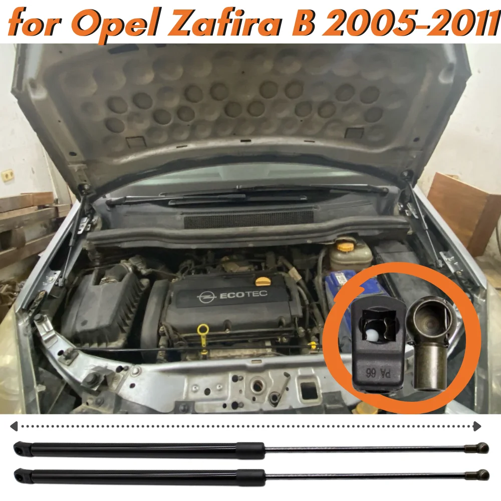 Qty(2) Hood Struts for Opel Zafira B 2005-2011 for Zafira Family 2011-2014 Front Bonnet Gas Springs Shock Absorbers Lift Support