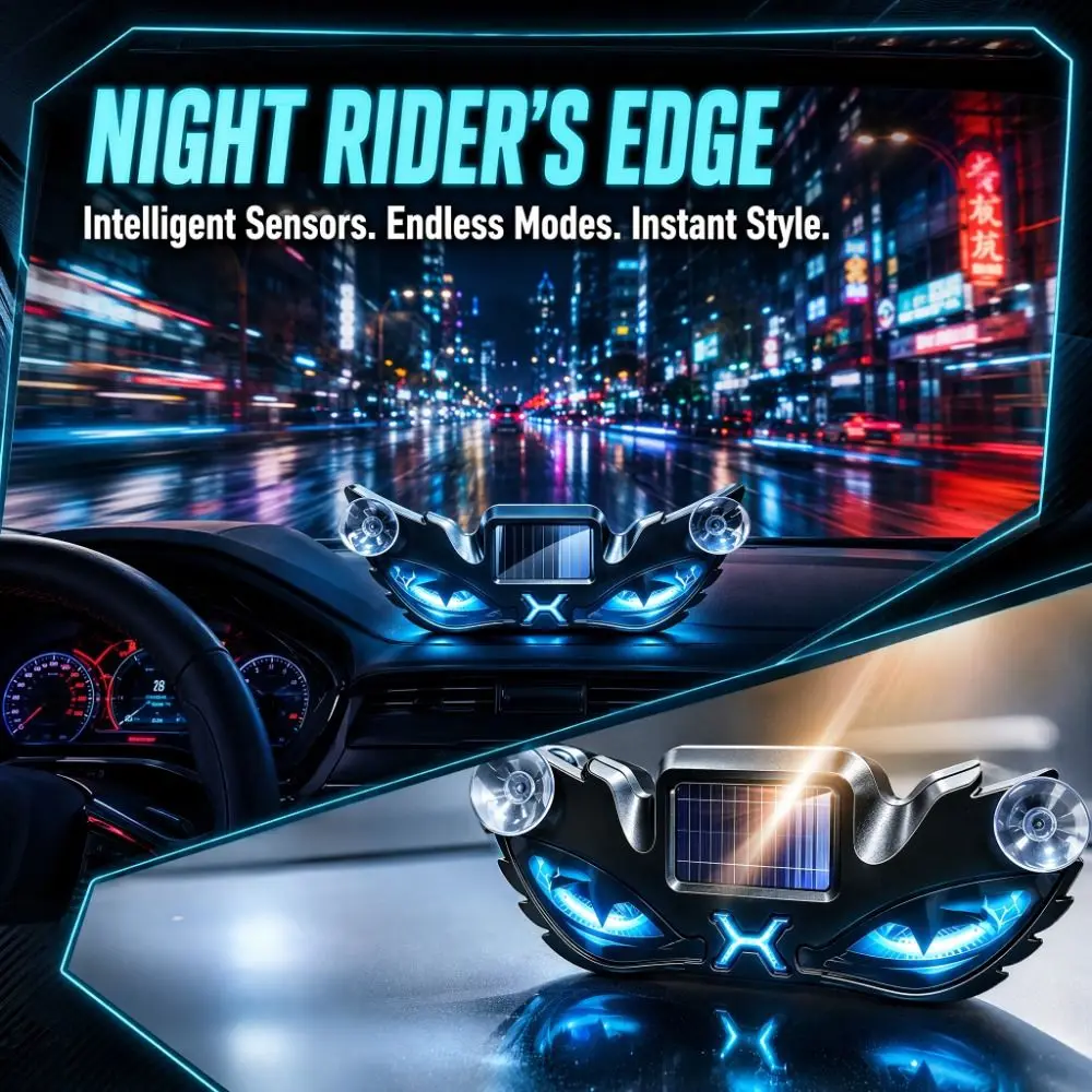 Blinking Moving Eyes Solar Demon Eye Light Suction Cup Installation Suction Cup Mount Anti-Rear-End Light Warning Flashing