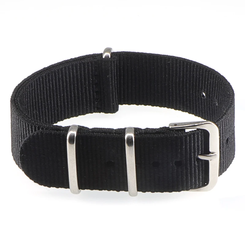 Pulseira de Relógio de Nylon com Fivela de Prata, Pulseira de Substituição, Pulseira Masculina e Feminina, 16mm, 18mm, 20mm, 22mm