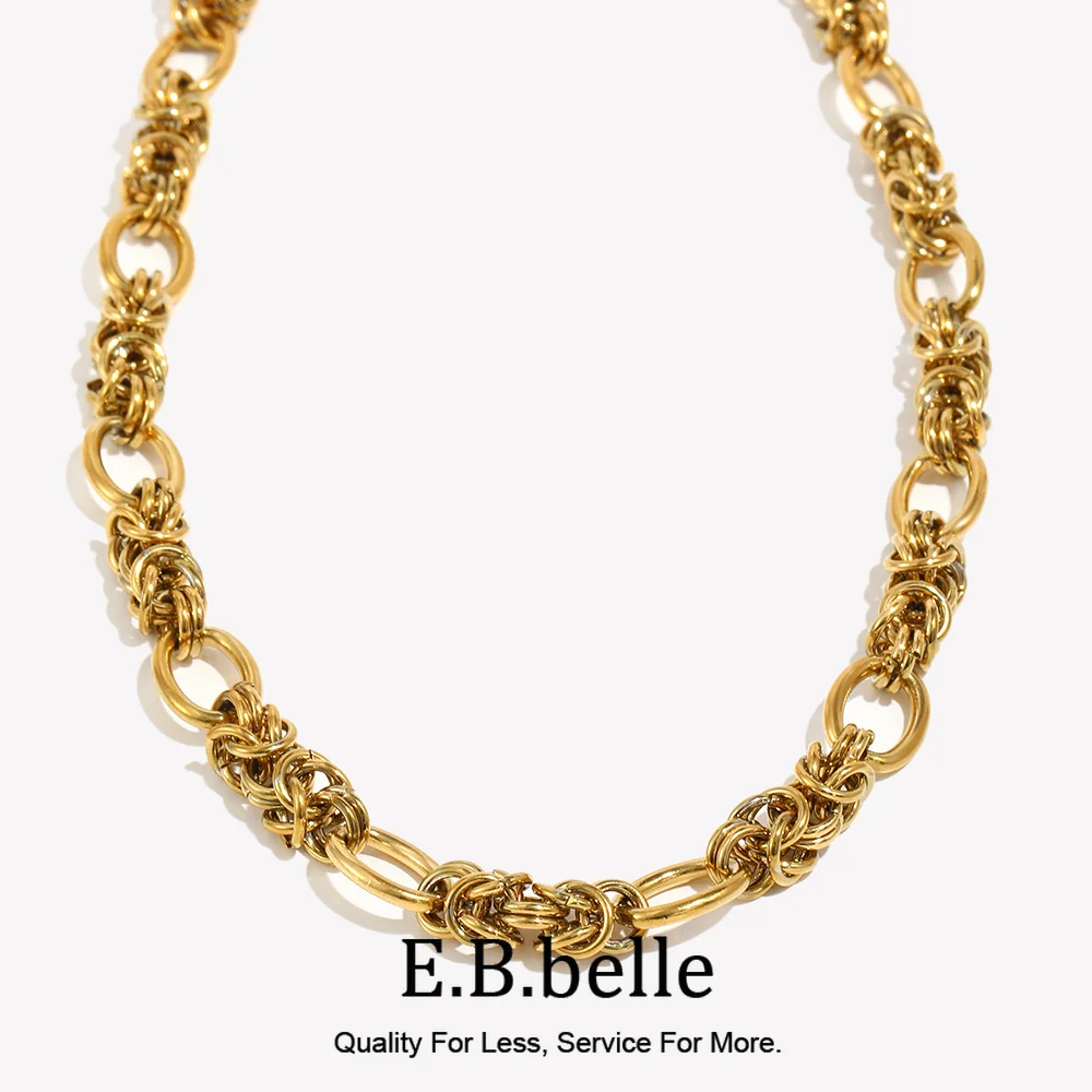 E.B.belle Handgefertigte Halskette mit mehreren Ringen, kreatives personalisiertes Design, Edelstahl, hypoallergen, wasserdicht, Punk-Stil