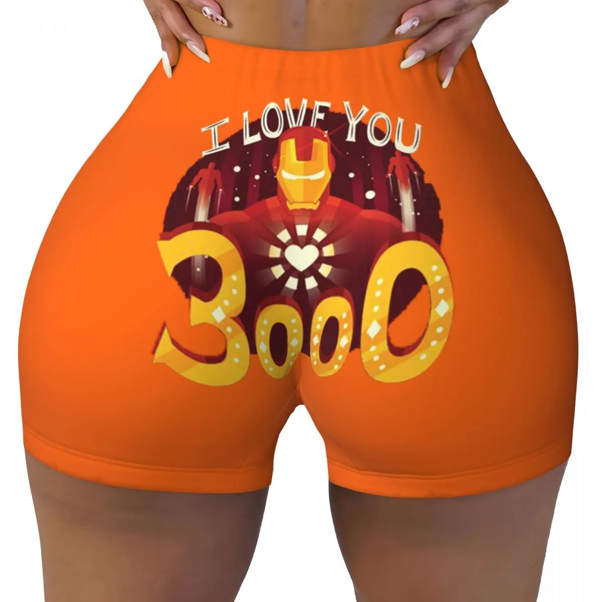 Custom Iron Man I Love You 3000 Gym Running Volleyball Shorts Women's Workout Yoga Shorts