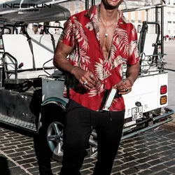 Sommer Hawaiian Rot Shirts Tropical Shirts Floral Männer Tops Casual Shirt Kurzarm Baumwolle Taste Chemise Lose Urlaub Strand