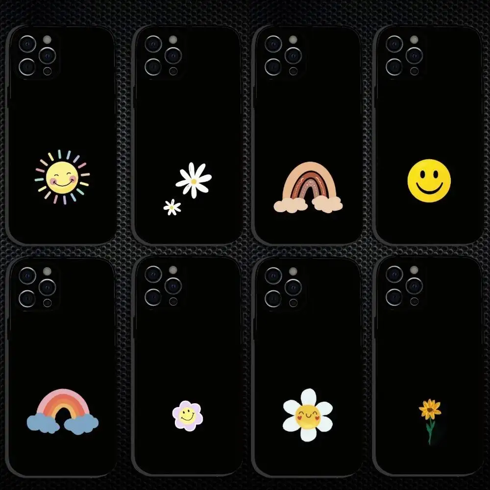 

Black Background With Cute Patterns Phone Case For iPhone 16,15,14,13,12,11 Plus,Pro Max, Others Soft Black Cover