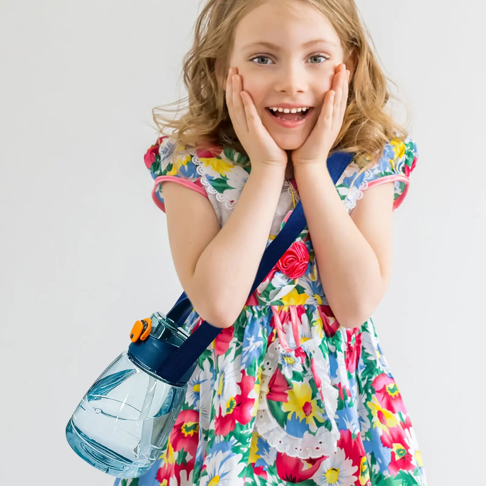 

Children's Sippy Cup Sports Water Bottle with Straw Bottles Large Capacity Plastic PC Material Clear Travel