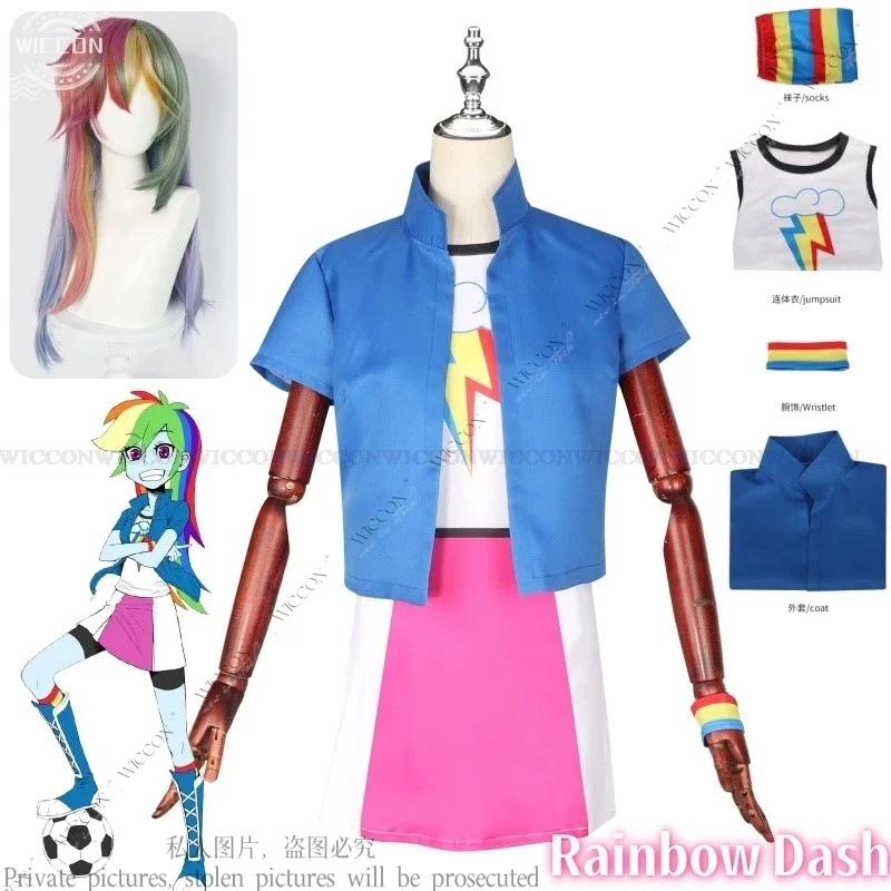 

Rainbow Dash Cosplay Costume Anime Woman Uniform Outfit For Christmas Halloween Wig Colored Sports Wear Daily Outfit Party