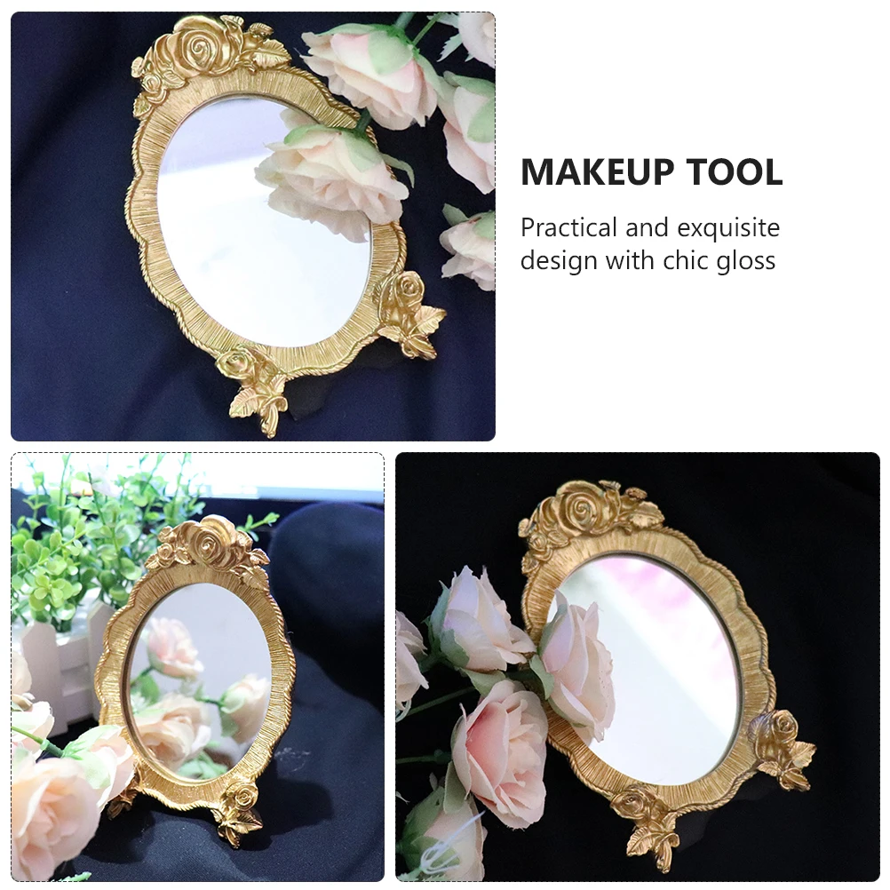 مرآة مكياج واقفة لسطح المكتب على الطراز القديم، مادة ممتازة، قاعدة ثابتة، سطح شفاف، مرآة عتيقة للاستخدام المنزلي للنساء #4