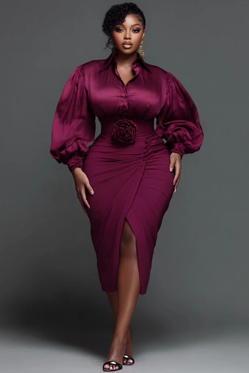 فستان نسائي طويل برقبة وهمية معكوسة ترتر أسود فستان ماكسي بأكمام طويلة فضي سباركلي أداء المغني