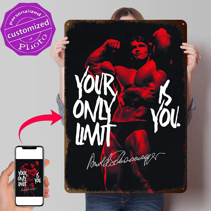 Arnold Schwarzenegger – Motivational Bodybuilding 3D Texture Metal Poster Customized Wall Art Tin Sign Gift for Mancave Decor