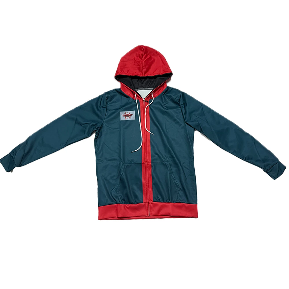 Adult Miles Morales Spiderman Hoodie Cosplay Superhero Anime Jacket Green Zipper Hooded Coat 3D Print Spring and Fall Sweatshirt