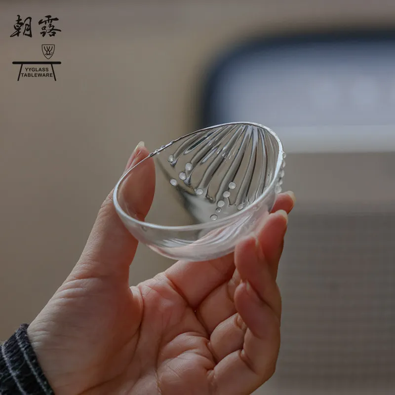 CX hand-blown small Japanese glass tea lotus translucent exquisite tea appreciation device