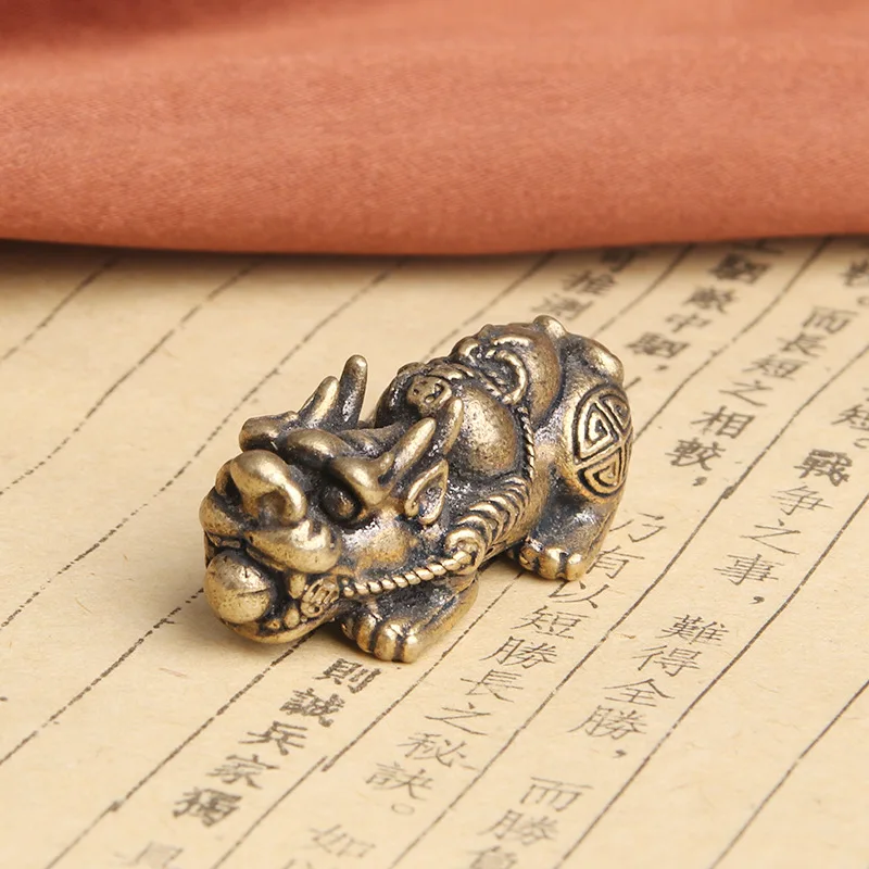 Brass Gourd Pixiu Keychain Pendant Lucky Fortune Wealth Auspicious Beast Pendant Cultural Plaything