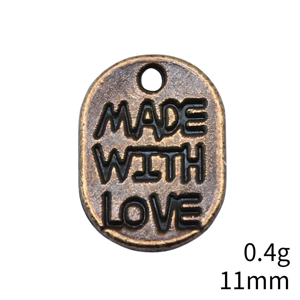 IFOCUS 40pcs/Lot Made With Love Charms For DIY Jewelry Making Zinc Alloy 11x8mm/0.43x0.31inch