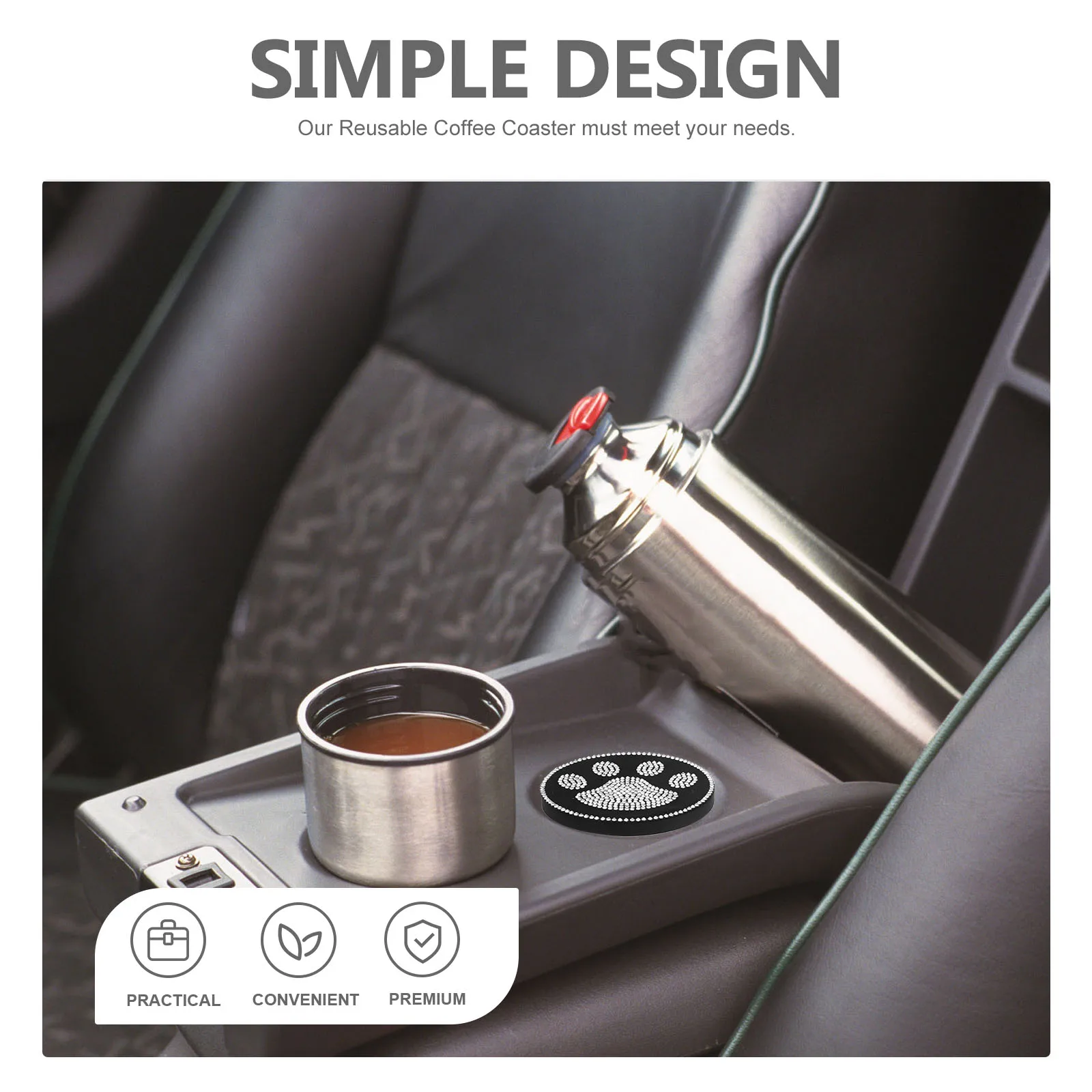 

2 Pcs Anti-slip Car Coaster Cup Holder Coasters Small Coffee White for Drinks Insulation Pad