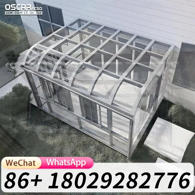Outdoor Aluminium Glass Sunroom Patio Screen Enclosure Garden Balcony Prefab Sun Porch Villa Conservatory Kit Winter Backyard De