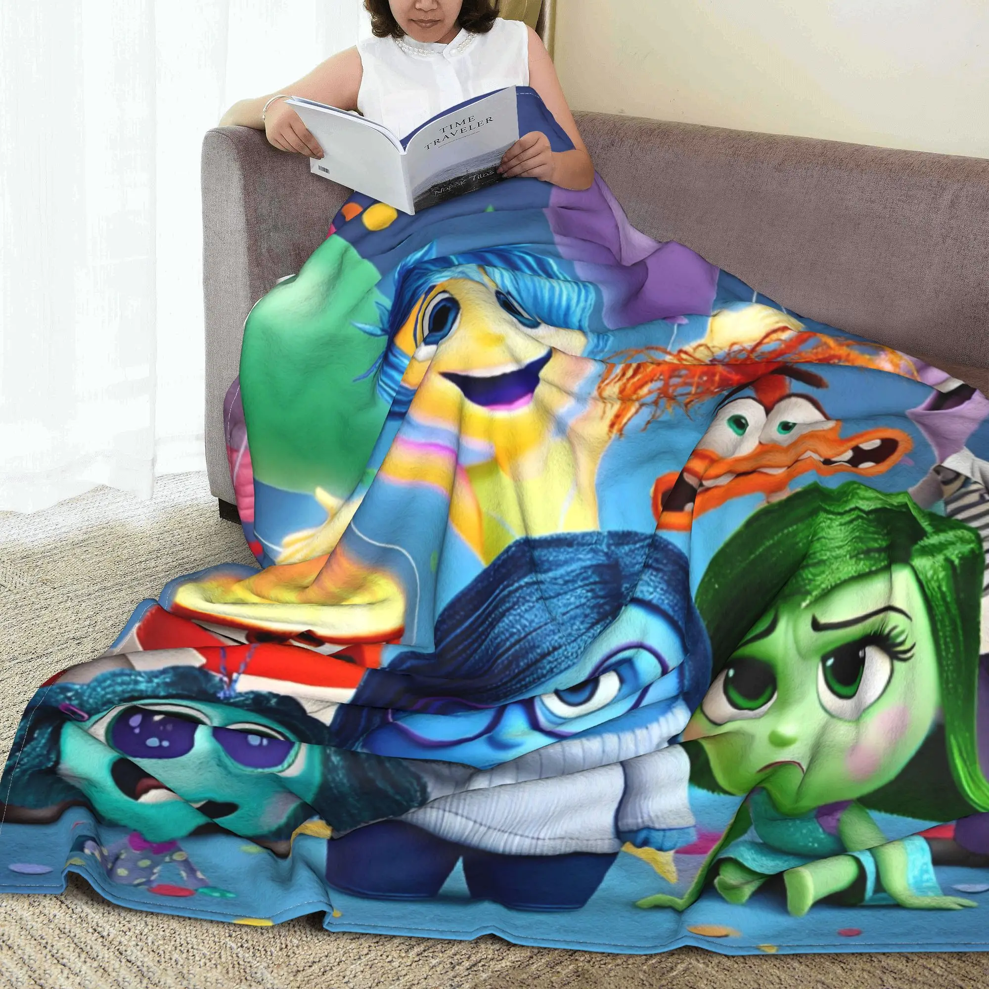 Inside Out Blankets Flannel Cartoon Adventure Comedy Super Warm Throw Blanket for Bedroom Sofa Bedspread image 6