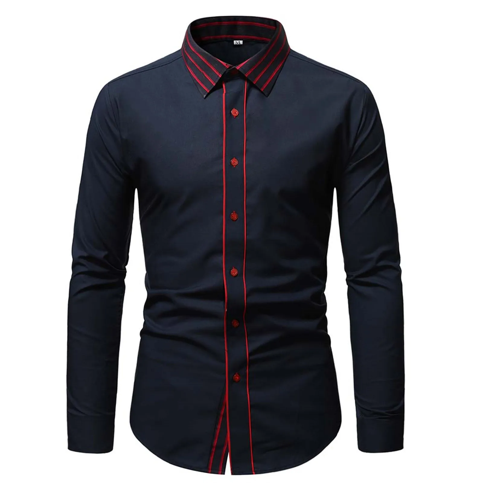 Solid Color Men'S Shirt Matching Turndown Collar Long Sleeve Button Top Black Pullovers Coat Single Breasted Basic T Shirts Male