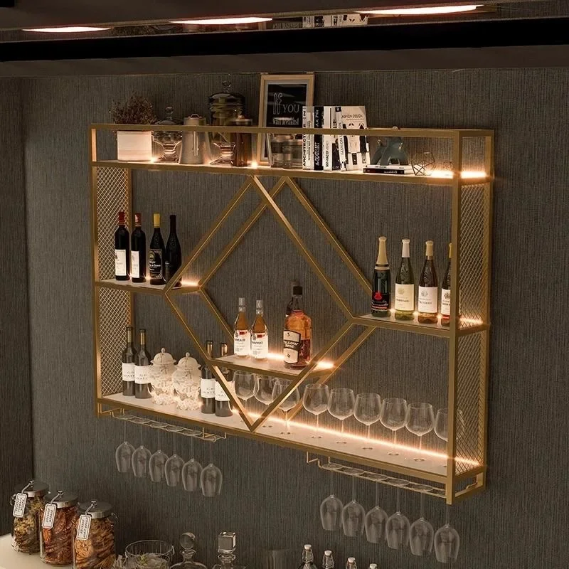 H1 wrought iron wall-mounted wine rack wall wine cabinet rack red wine display rack living room bar restaurant wall-mounted