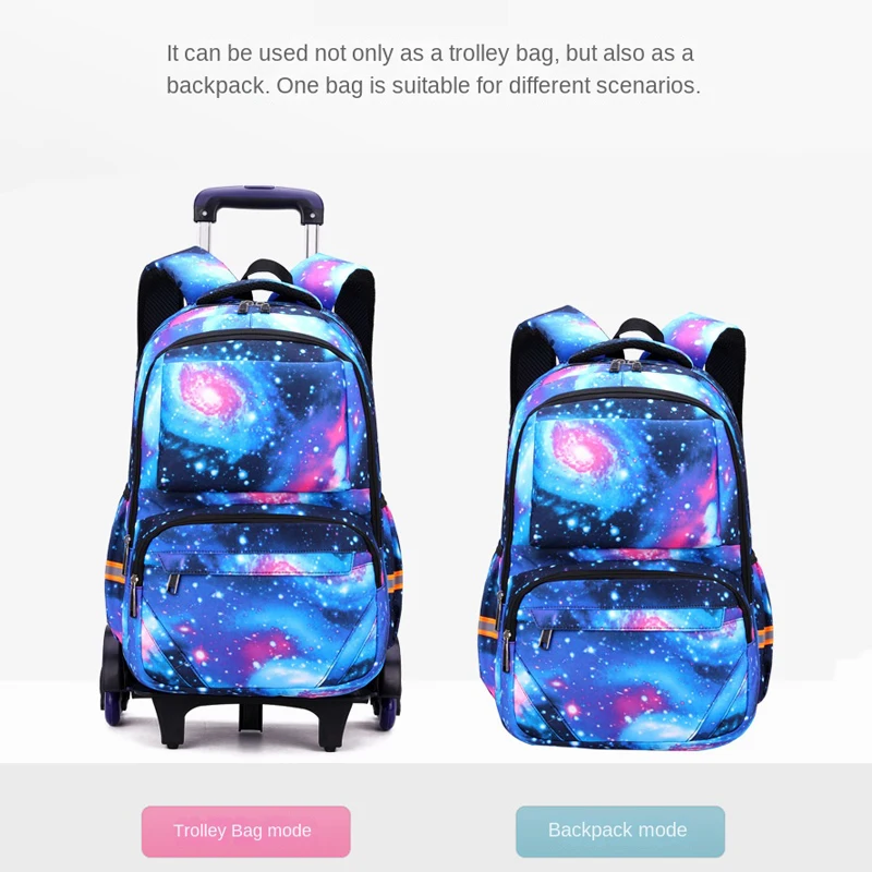 School bags with Wheels School Rolling Backpacks for Boys Trolley Bag Waterproof Orthopedic School Bag Student Wheeled Backpack