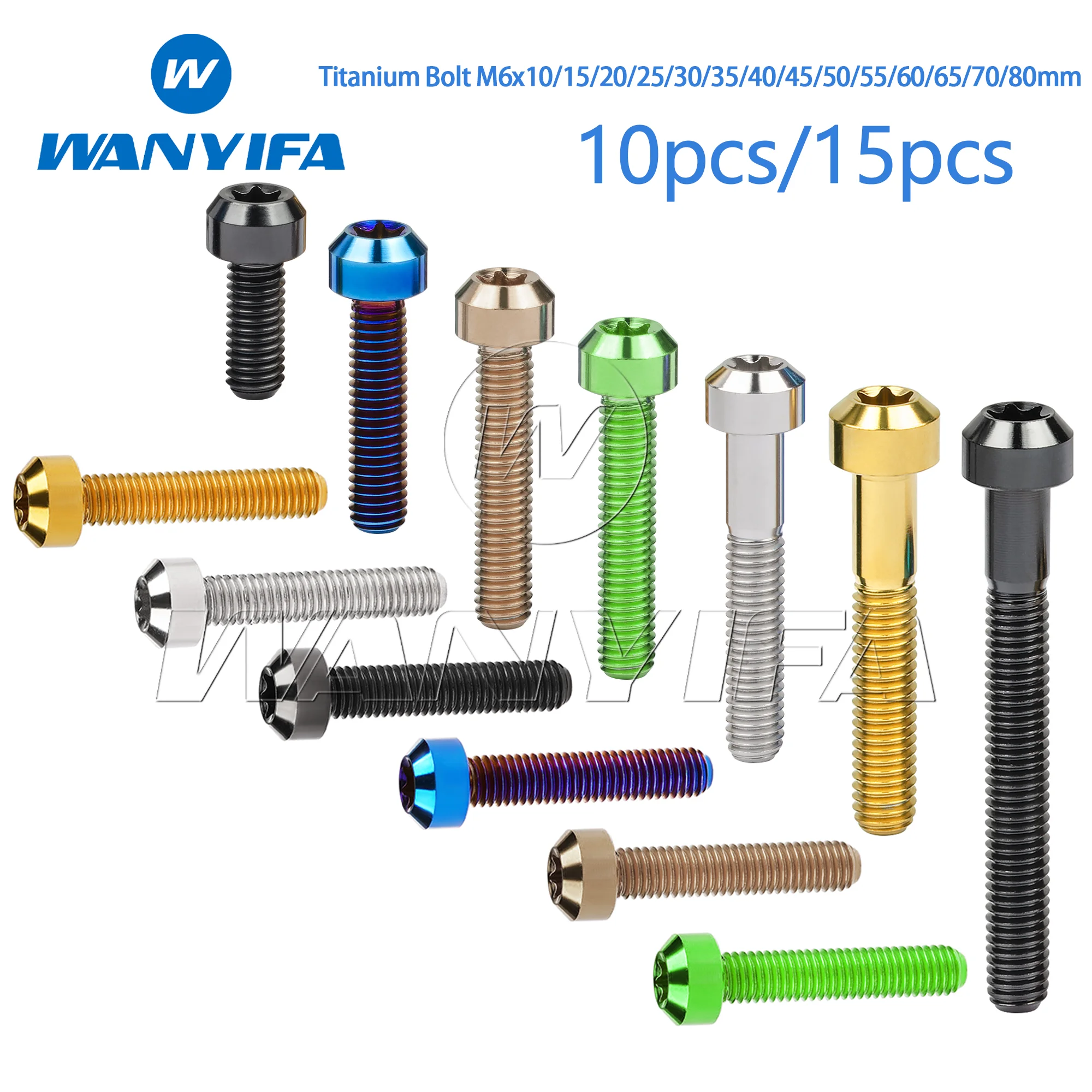 

Wanyifa Titanium Bolt M6x10/15/20/25/30/35/40/45/50/55/60/65/70/80mm Chamfered Flower Head Bicycle & Motorcycle Screws 10/15pcs