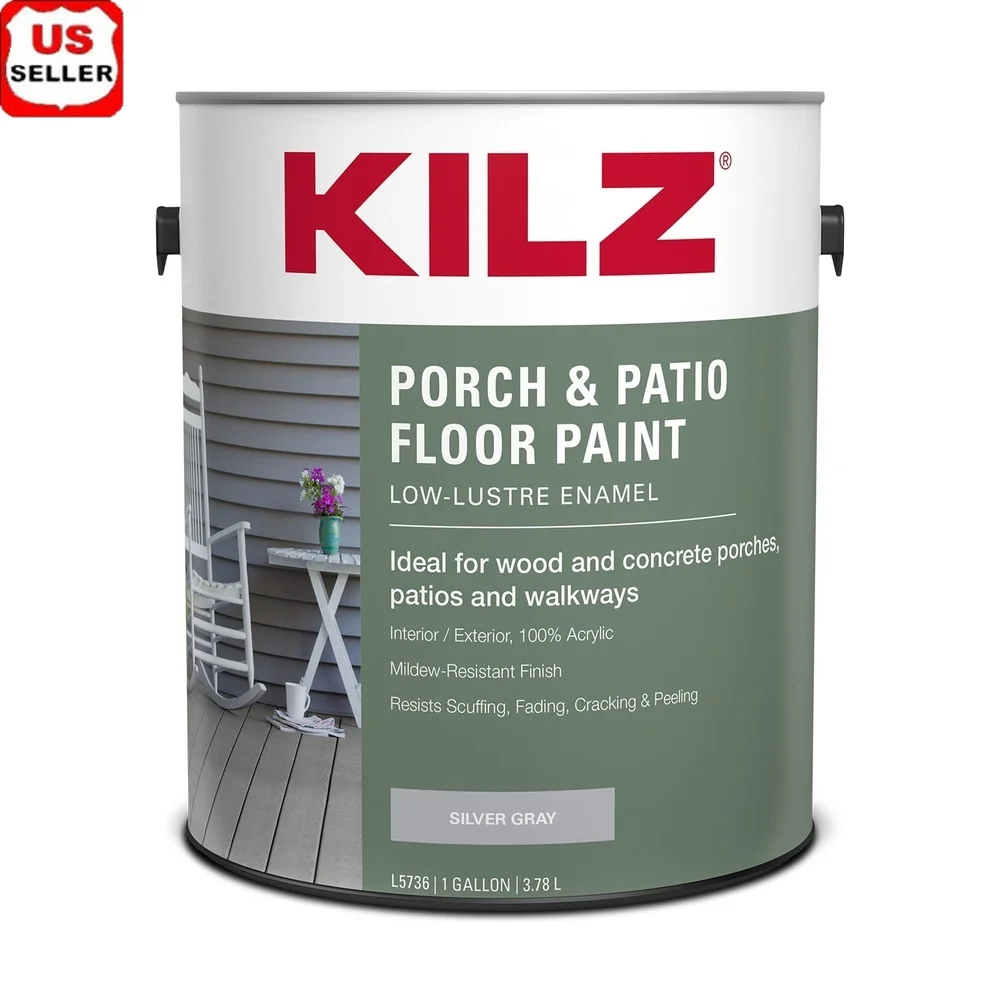 

Акриловая краска для пола, низкий блеск, эмаль, устойчивая к плесени, влагостойкая, прочная, терраса для крыльца, патио, сайдинг, мебель, 1 галлон