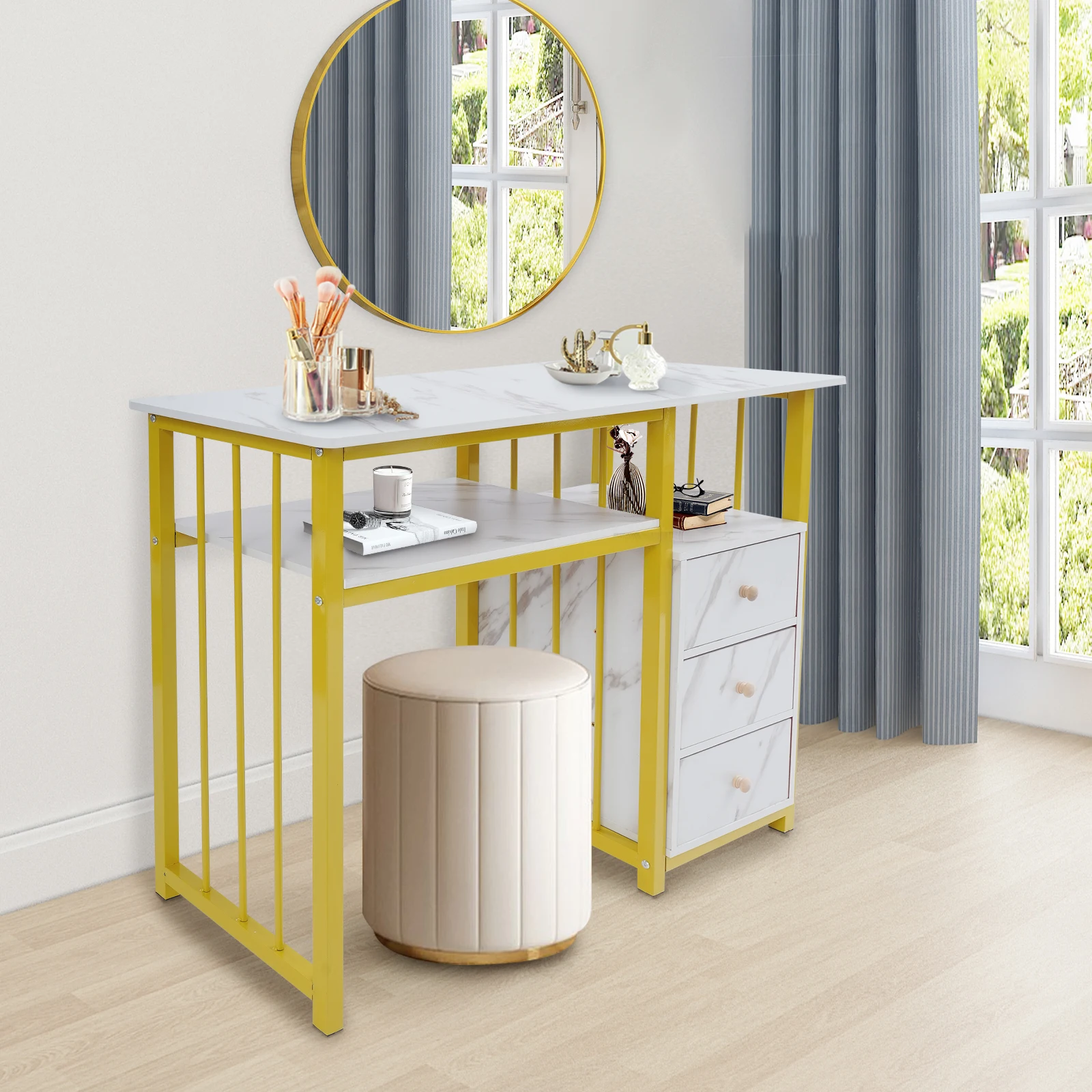 Stół do manicure, stół kosmetyczny z 3 szufladami, profesjonalne stoły do paznokci, stół do manicure do salonu spa, makijażu i kosmetycznego