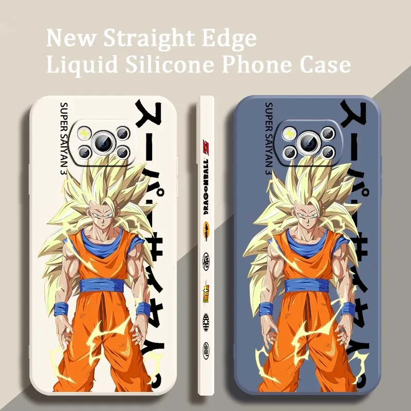 Funda para Teléfono Dragon Ball Super Saiyan 3 para Xiaomi Mi Poco X7 X6 X5 X4 X3 M7 M6 M5s M5 M4 M3 F7 F5 F4 Pro 5G Liquid Left Rope