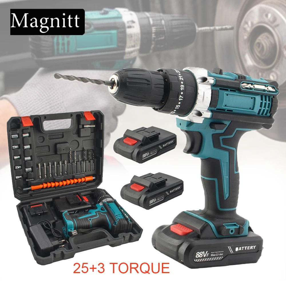 21 V Akku-Schlagbohrmaschine, elektrischer Bohrhammer, Lithium-Ionen-Akku, 25 + 3 Drehmomenteinstellung, 2-Gang-Elektroschrauber, Elektrowerkzeuge