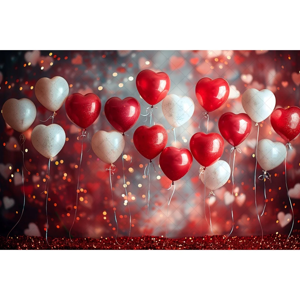 Red Glitter Love Heart Balloons Backdrop Birthday Photography Bachelorette Valentine's Day Wedding Party Decoration Banner