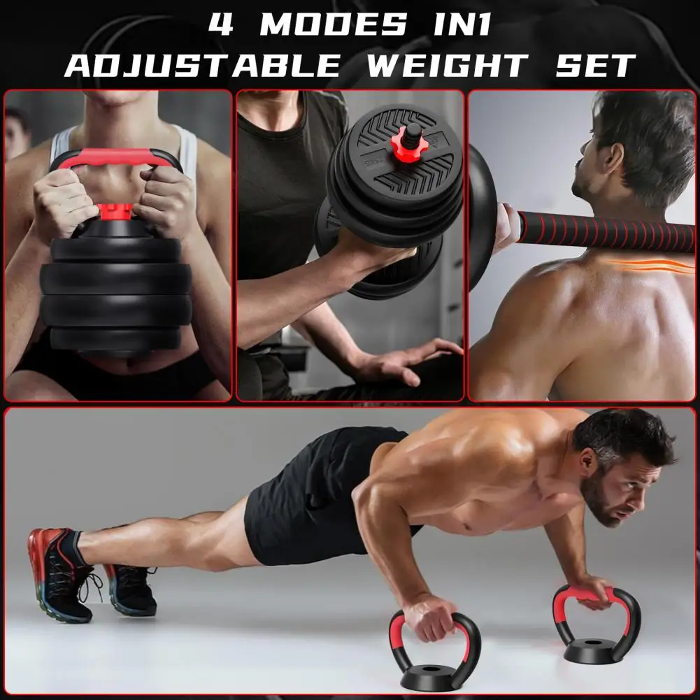 Juego de mancuernas de peso ajustable 4 en 1, pesas versátiles, equipo de gimnasio en casa con mancuernas, barra, Kettlebell, modos de flexiones para