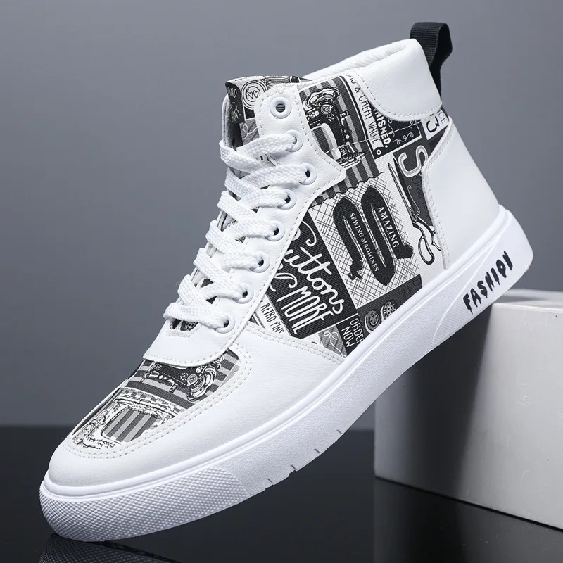 Men\'s Casual Skateboarding Shoes High Top Sneakers Sports Shoes Breathable Hip Hop Walking Shoes Street Shoes Chaussure Homme