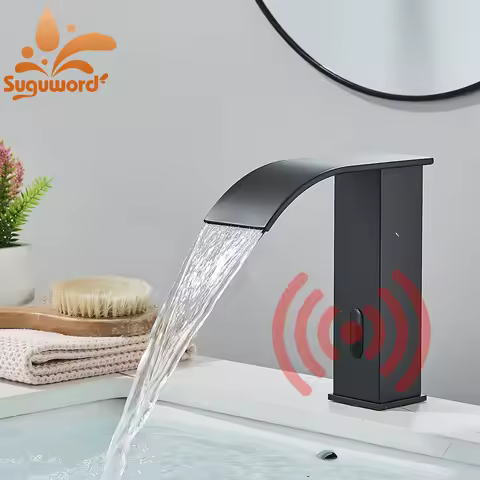 Samrt Sensor Basin Faucet Tall/Short Sink Tap Waterfall Deck Mount Contactless Cold Hot Water Mixer Bathroom Washing Faucet
