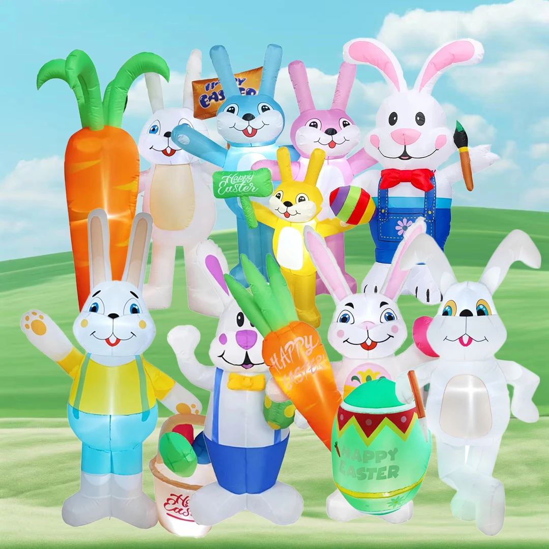 Easter Inflatable Decoration Cute Rabbit Inflatable Toys Happy Easter Festival Party Bunny Model Bunny Outdoor Indoor Decor