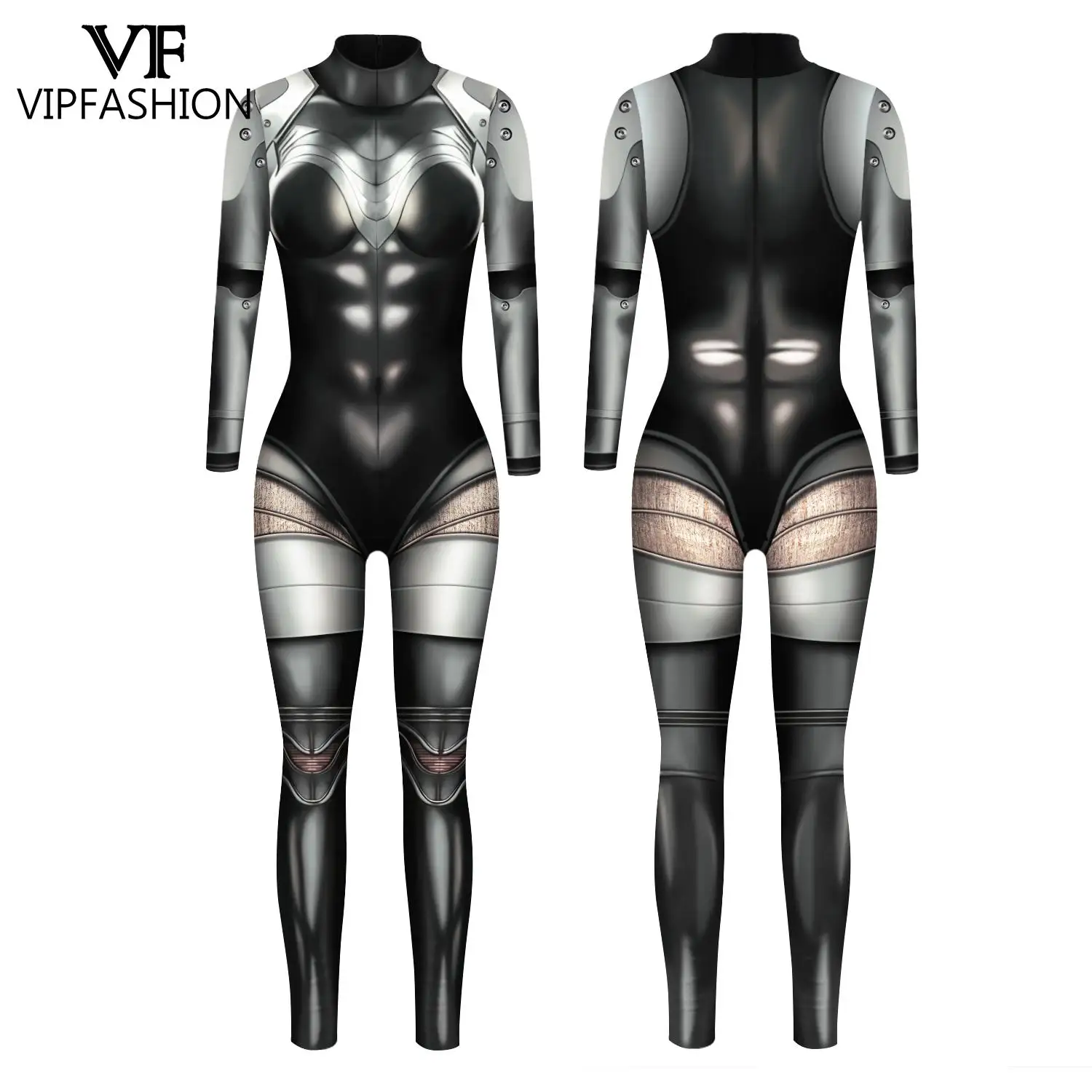 VIP FASHION Robot Punk przebranie na karnawał kobiety atomowe serce Zentai body kombinezon na Halloween mechaniczna siostra kwiatowa gra Outfi