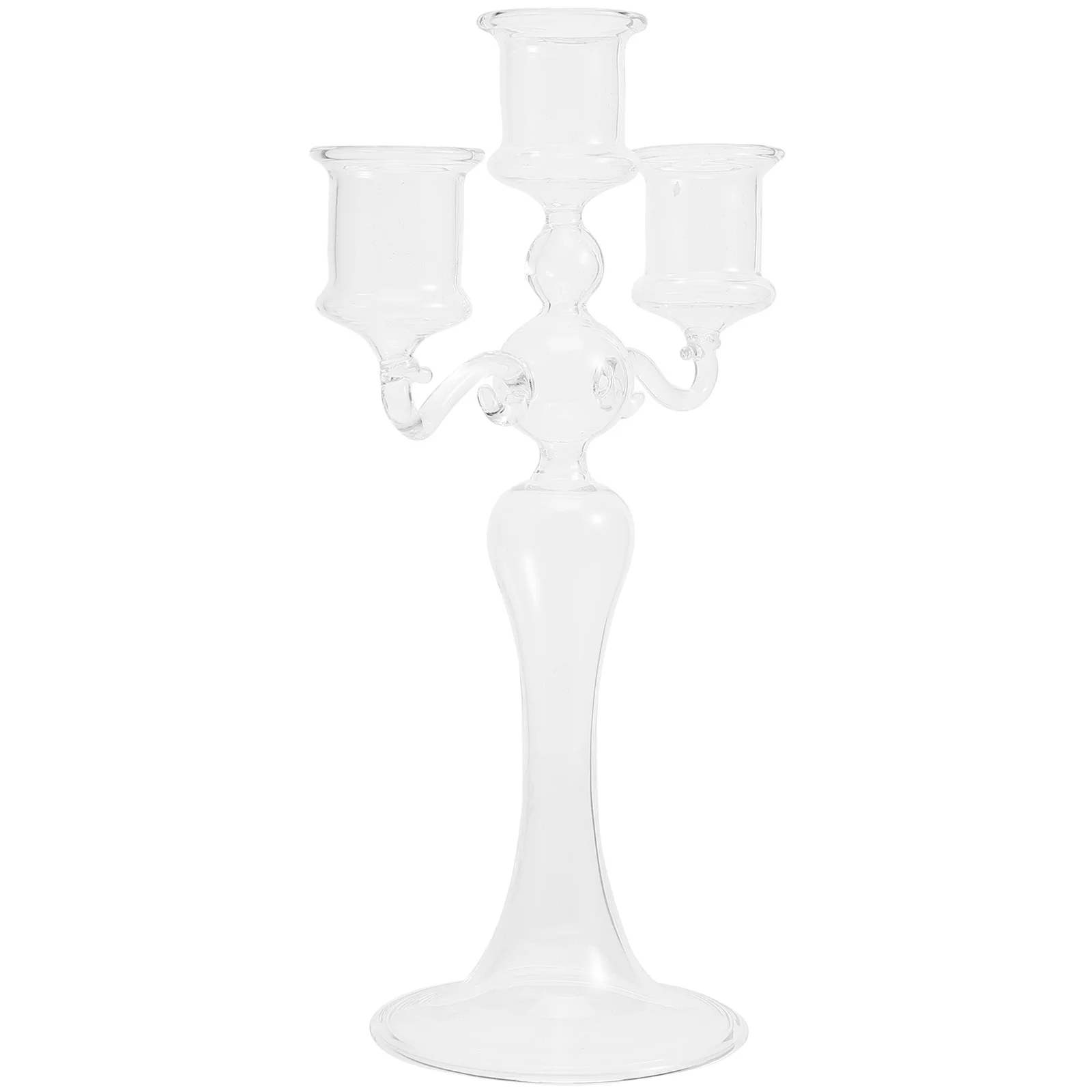

Clear Glass Holder Modern Simple Style Romantic Tabletop Decorative Candlestick Holder for Pillar Candles Home Decoration