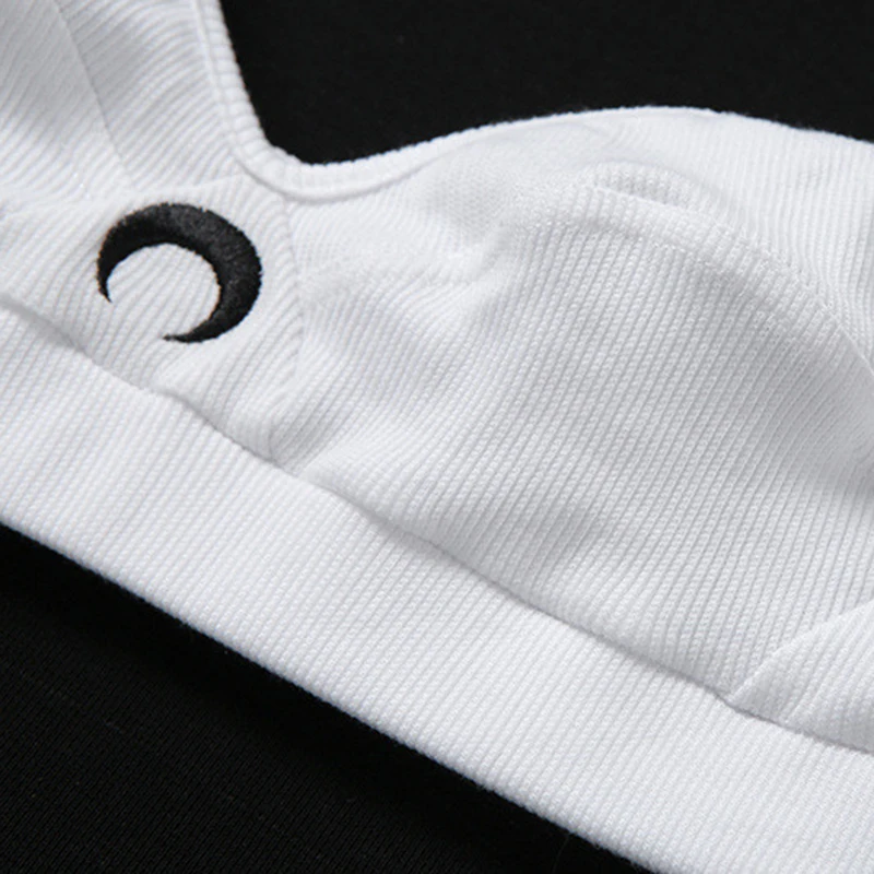 Ensemble de Lingerie lune pour femmes, gilet et short brodés sans manches, Streetwear américain, Sexy, doux, sport d'été, ensemble décontracté