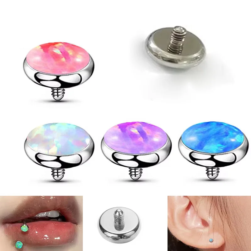 10 قطعة ASTM F136 التيتانيوم الأذن قطعة أوبال الجلد مرساة المخفية مايكرو الجلد ثقب الخيوط رئيس ل 0.9-1.2 مللي متر ثقب المجوهرات