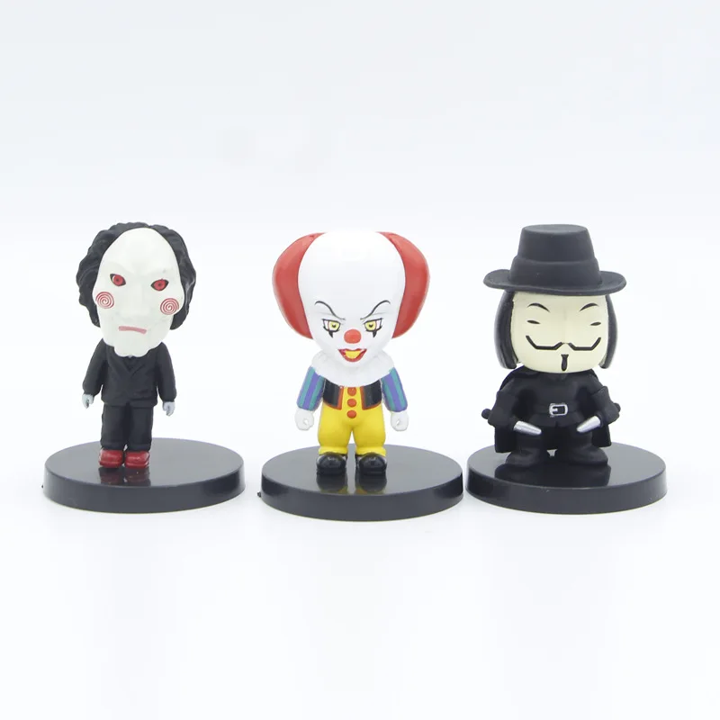 10 Pieces / Set Horror Film Series Jason Freddy Clown Action Figure Toys PVC Model Halloween Gift Vinyl Figurine Doll Gift