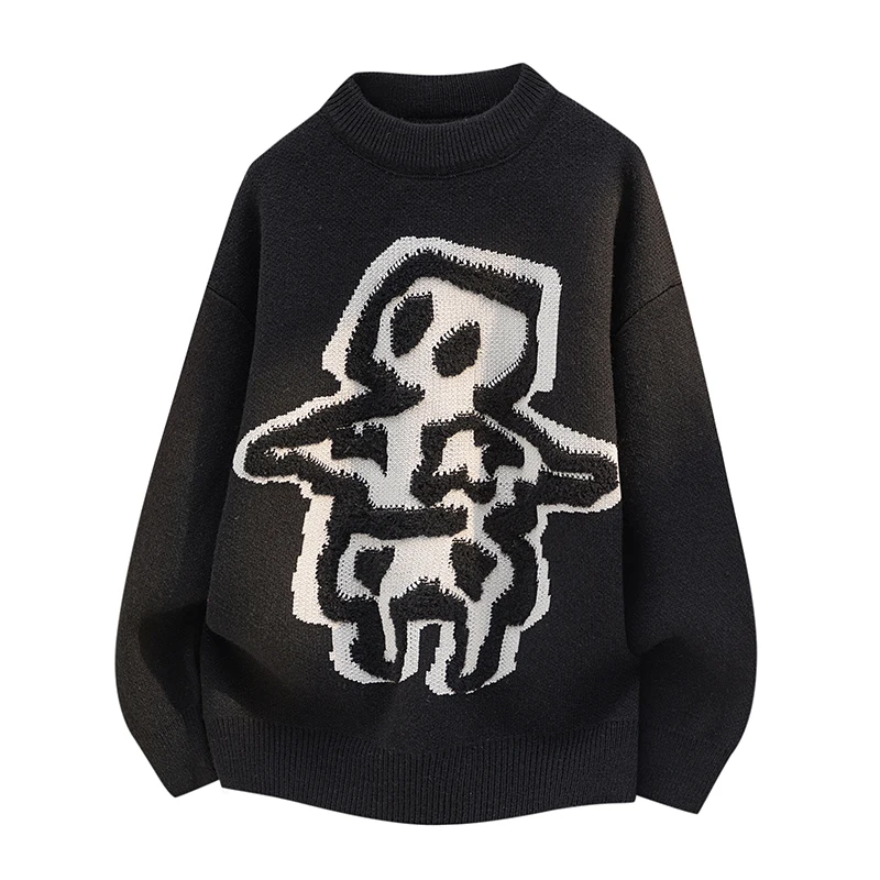 2026 Autumn-Winter New Men's Fashion Loose Trendy Knitted Sweater Base Shirt