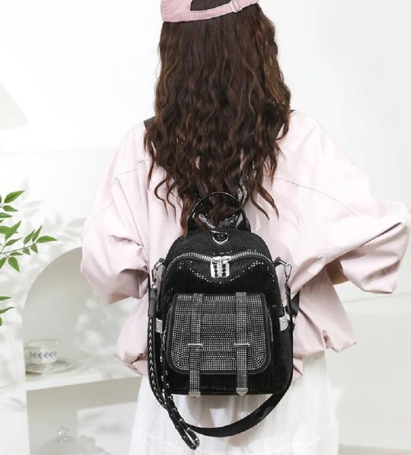 2026 New Korean Fashion Women's Soft Leather Backpacks Double Zipper Travel Shoulder Bags Totes Casual Crossbody Bag Backpack