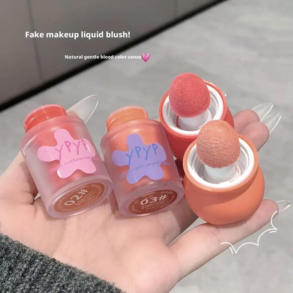 Lip And Cheek Dual-purpose Sponge Head Liquid Powder Blusher Stick Face Repair Matte Concealer Enhance Color Liquid