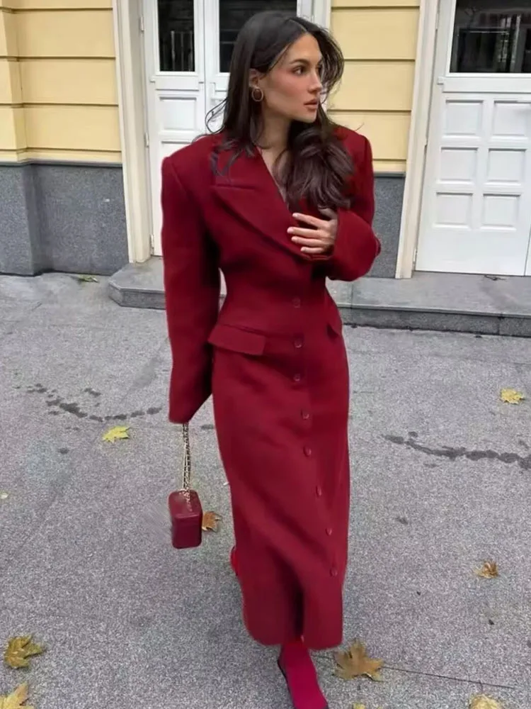 

Женское длинное пальто HH 2026: новая модная модель с длинными рукавами, однотонное, с приталенным силуэтом, декоративными карманами, повседневное, для офиса.