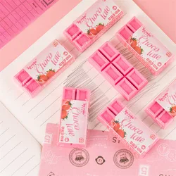 1pcs Strawberry Chocolate Eraser Mini Pink Color Less Dust Cleaning Correcting Tools Office School A7656