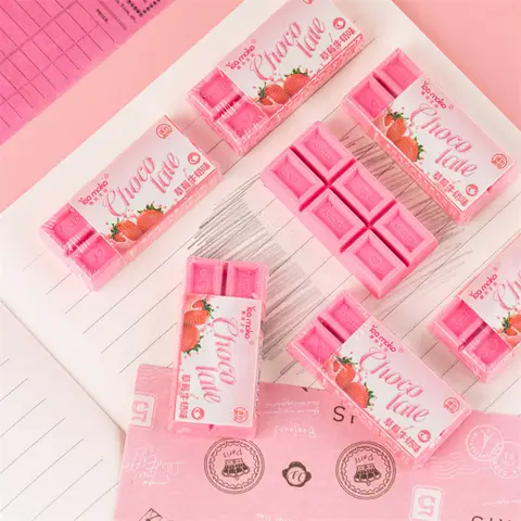 st jordgubbschoklad suddgummi mini rosa färgfri dammrengöring korrigeringsverktyg kontor skola A7656 10 best sales rosa suddgummi - №7