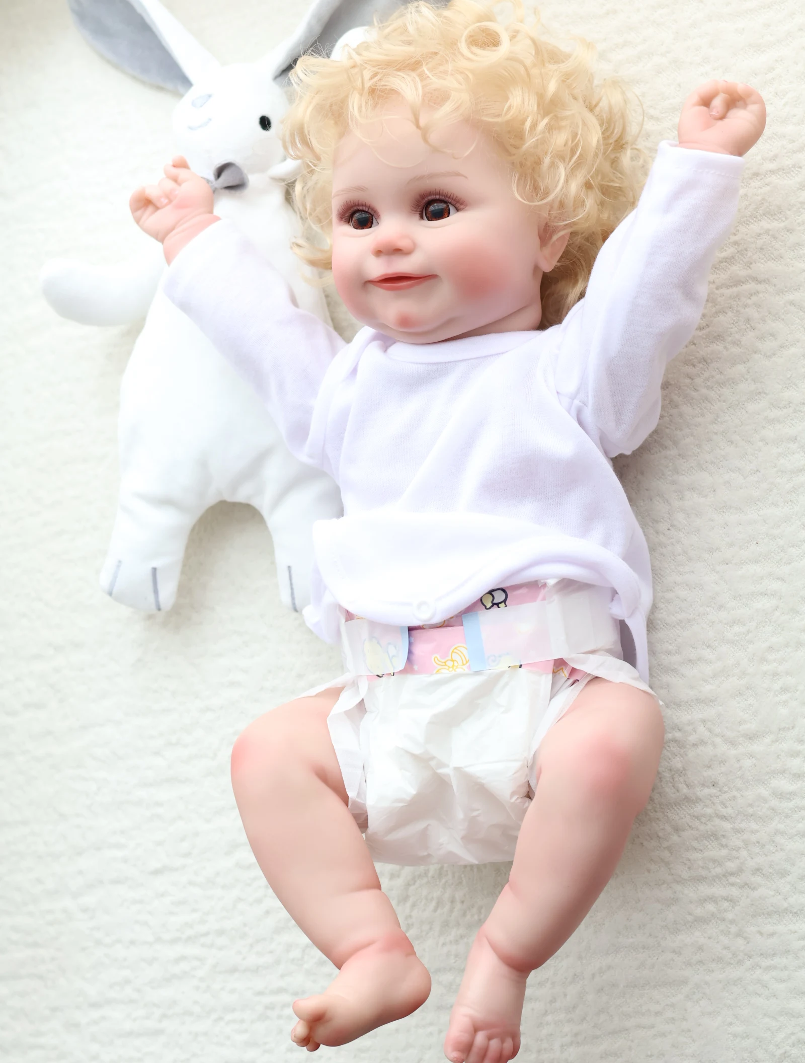 20-inch Maddie Reborn Doll, Vinyl, Girl, With Thick Hair, Real Hand-Painted Skin,Visible veins, Perfect Christmas Gift