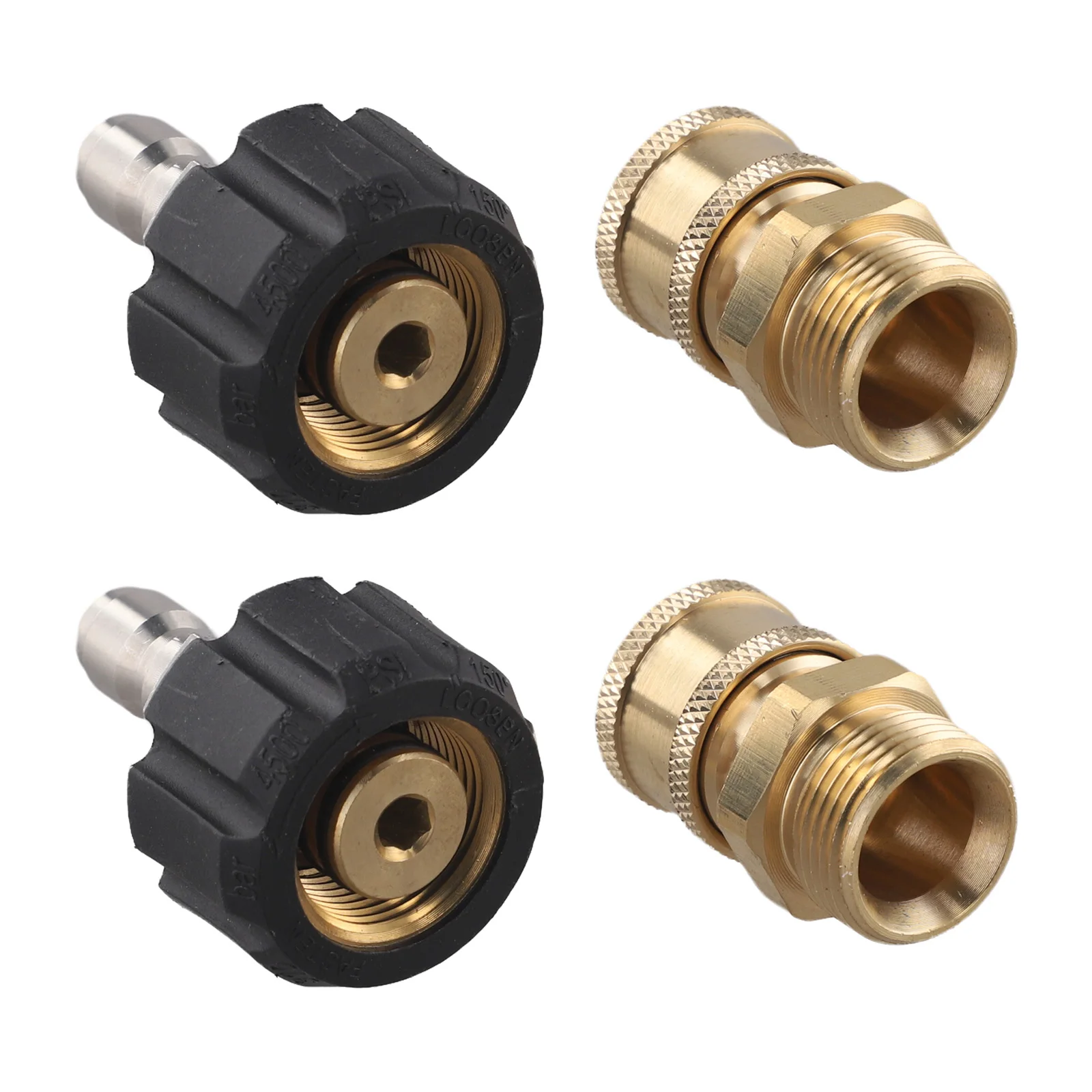 

Quick Coupling Pressure Washer Adapters 4 Pack of Resilient Stainless Steel and Brass Fittings for High Pressure Applications