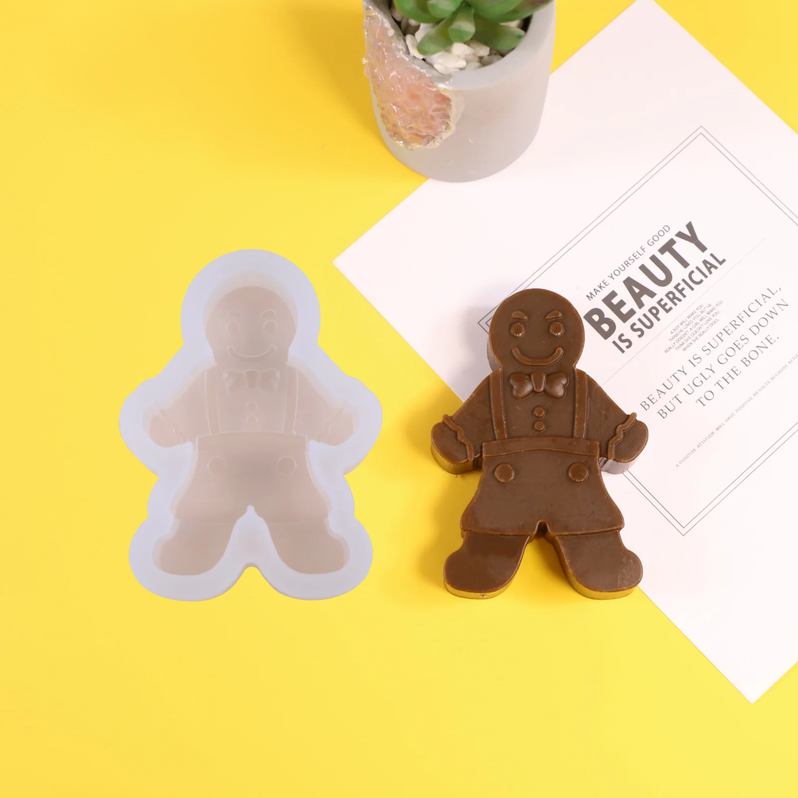 1-10pcs Cartoon Gingerbread Man Silicone Mold DIY Scented Candle Casting Kit for Home Tabletop Ornament Party Decoration Craft