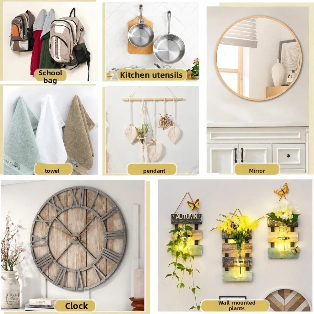75/90/120pcs 3 Sizes Picture Hanging Nails Brass Head Stable Hooks Picture Hanging Kit Damage Free Wall Decorative Nails