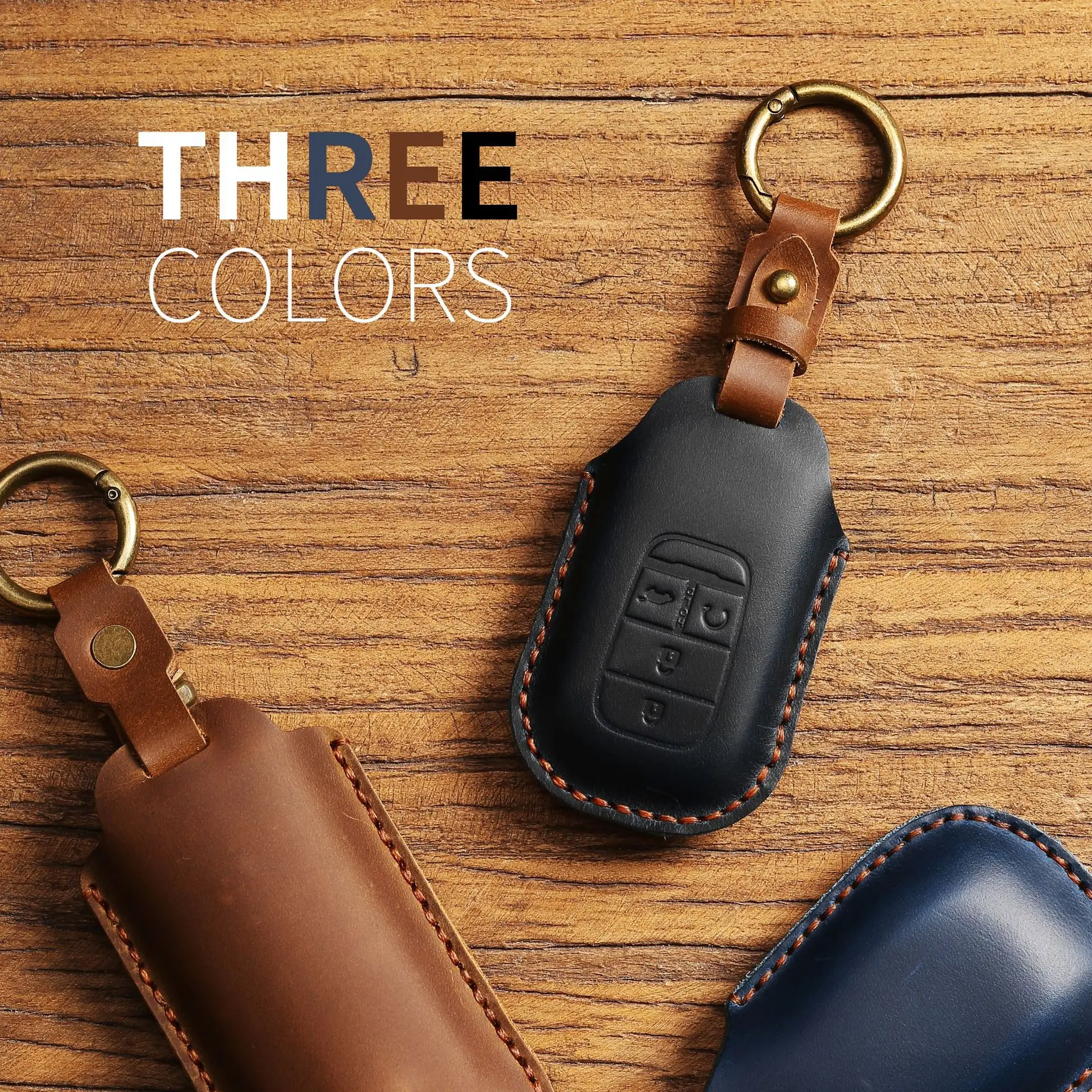 Leather Key Case Cover Fob Keychain Holder For Honda City Turbo Civic 12th XRV Crider Avancier Accord Accessories Keyring Pouch